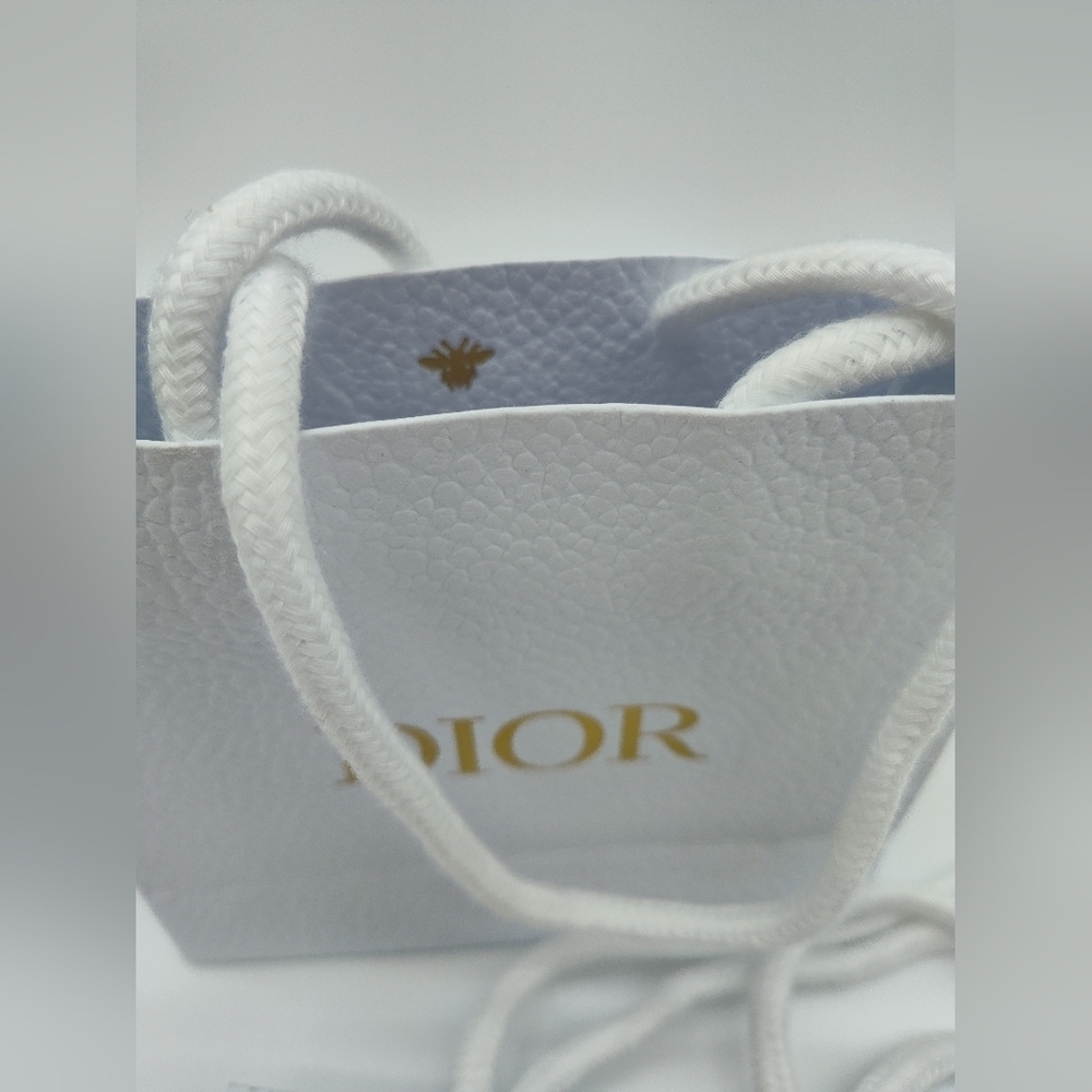 DIOR Small Gift Bags Set 4 White Gold Logo Rope Handles 5.75x5.25x2 - Picture 3 of 6